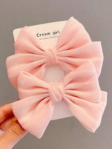 2pcs Bow Hair Clips, Ultra Fairy French Satin Hair Clips, Sweet Elegant, Back Clip Style, High-End Texture, Top Clip Style, Princess Style Hair Accessories, Hairband Children Hair Accessories (Card Is For Display Only) - Bow Hairpin - View 10