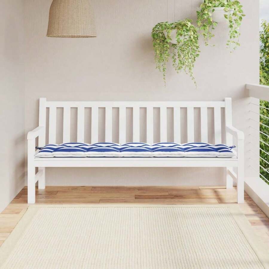 Larryhot Cojín banco jardín tela Oxford a rayas azul y blanco 180x50x7cm, hermoso y práctico, estilo decorativo. - Multicolor - Ver 1