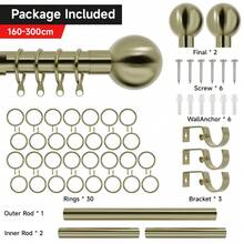 Curtain Pole Extendable Metal Chrome 28mm With Finials Rings Hooks Rod Fittings - Antique Brass - View 8