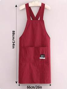 1 قطعة مريلة قطنية كتانية بأربطة عريضة وجيوب، بتصميم بنطلون مناسبة للمطبخ والحديقة والطهي - متعدد الألوان - مشاهدة 7