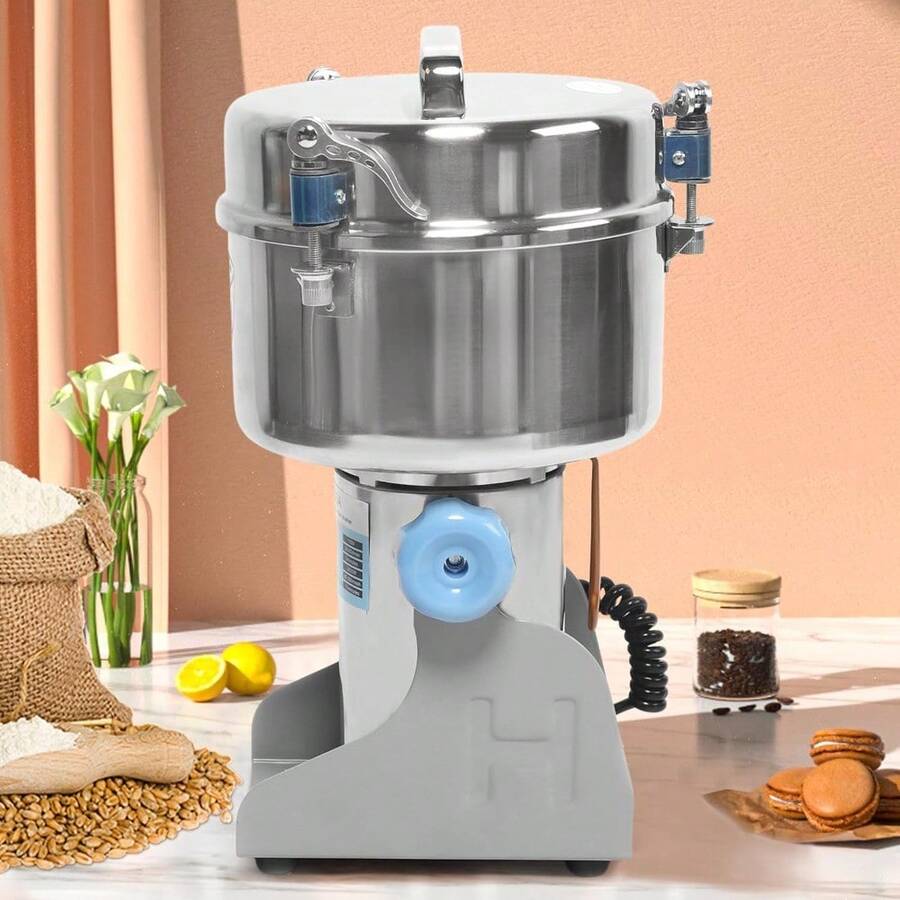 Commercial Electric Grinder, 2000g Electric Herb Grain Spice Grinder Stainless Steel Grinding Machine 270° Swing Type Power Mill Grinder 60-350 Mesh - US A Type Plug(110-127V) - View 1