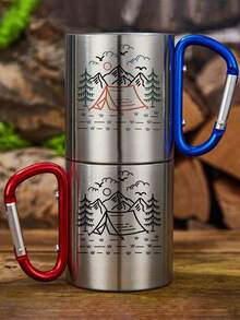 个性化不锈钢露营杯，可重复使用咖啡杯，户外露营马克杯，定制徒步水壶，万圣节礼物，圣诞节礼物，毕业礼物，返校礼物，户外爱好者礼物，送给家人、朋友、父亲、母亲、男友、自己的完美礼物，可定制，适用于茶室、家居、花园、办公室、周年纪念日、情人节、母亲节、生日、毕业典礼、婚礼、饮具 - 多色 - 查看 9