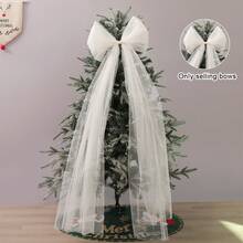 1 Set 320cm Long Tulle Christmas Tree Party Backdrop Decor, Super Large Bow Hanging Ornament