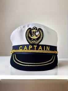 1pc Polyester Yacht Captain Hat For Women & Men, Sailor Hat, Suitable For Halloween, Christmas, Bachelorette Party, Cosplay, Parade, Yacht Party, Adult Party, Beach