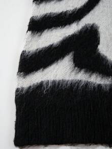 Casual Loose V-Neck Button-Up Cardigan, Zebra Print, Streetwear Style Unisex Top, Suitable For Spring, Autumn, Winter