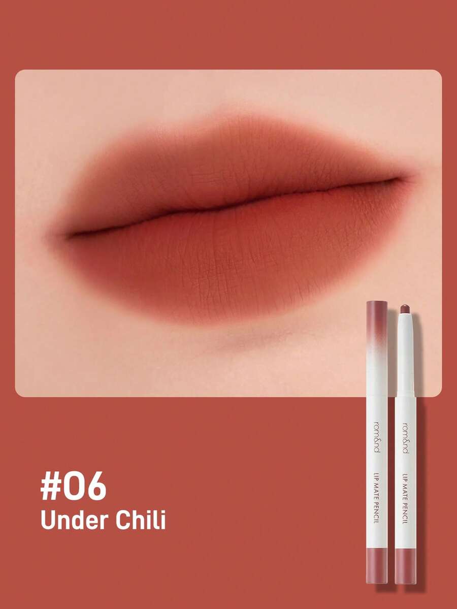 Rom&Nd Lip Liner Pencil For Shaping And Defining Lips, Creates 3D Lip Contour, Smudge-Resistant, Korean Makeup Style For Women - 06 UNDER CHILI - View 1