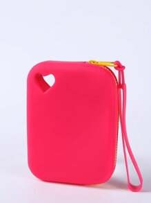 1个双色心形硅胶收纳袋，可收纳硬币、银行卡、钥匙、数据线、耳机、口红等物品，耐磨、柔软、抗撕裂，小巧便捷，容量大，硅胶材质，触感舒适，也可用于收纳美容化妆工具。此外，它还可用作化妆包、梳妆包、洗漱包或化妆品包。