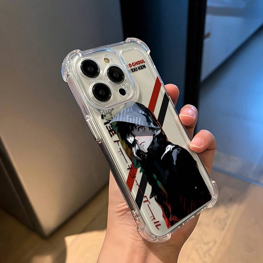 Estuche de teléfono de anime con un niño desinteresado de Tokio que lleva un sombrero, compatible con modelos de 16, 15, 14, 13, 12, 11 Pro, X, XR, XS, 8 y Plus - Fondo suave y duradero transparente17 17promax - transparente - Ver 1