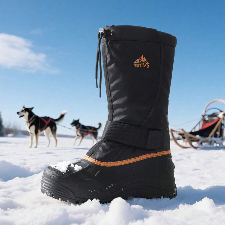 Men's Winter Outdoor Unisex Warm Snow Boots Drawstring Strap Design Waterproof Wear - Resistant Material Round Toe Mid Calf Boots