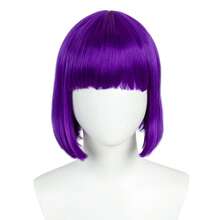 REEWES Bunte Perücke Lila Kurzer Bob Perücke Natürliches Synthetisches Haar für tägliche Partys Perücke Halloween Kostüm Anime Cosplay