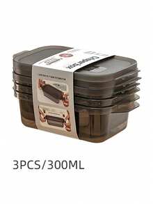 3个装多用途加厚透明密封食品储物盒，长方形冰箱冷冻室收纳盒，微波炉塑料容器（大/中/小）
