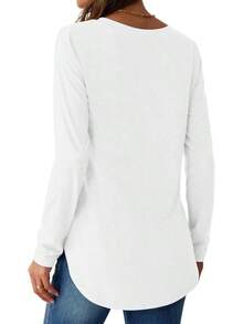 NORACORA Womens Long Sleeve Shirts Loose Tunic Tops Round Neck Lightweight Side Split Casual 2025 Basic Tshirts Blouse Halloween Christmas New Year