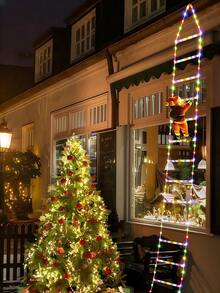 1pc Christmas Ladder Light, A Climbing Ladder Decoration Pendant With A Santa Figurine, Powered By USB, 8 Lighting Modes, Suitable For Winter And Christmas Decorations, Christmas Tree Decoration Pendant, Suitable For Glass And Wall Decorations In Indoor Living Rooms, Bedrooms, Dining Rooms, Store Window Decorations, Outdoor Porch Decorations - Long Ladder - View 7