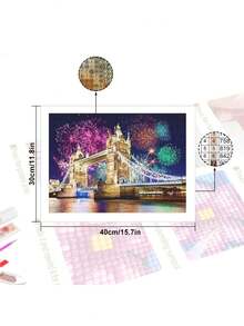 Peintures de diamants du Pont de la Tour DIY, peintures de diamants plein cercle, artisanat de décoration d'intérieur cadeaux