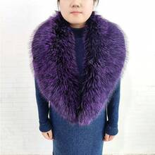 Fur Collar Cuffs Set Warm Fur Scarf Winter Women Fluffy Large Shawl Furry Scarves - Màu tím đậm - Xem 4