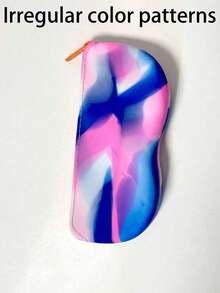 1 Pieza Estuche de gafas de contraste de silicona, gafas de sol, bolsa de gafas, bolsa de gafas de camuflaje, bolsa de almacenamiento de gran capacidad, bolsa de lápiz labial, monedero, bolsa para llaves, bolsa de almacenamiento de cable de datos, bolsa de mamá, bolsa de mano, patrón de color asimétrico, cada uno es diferente, adecuado para el hogar, el trabajo, las salidas, los viajes.