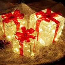 3-Piece Illuminated Christmas Gift Box - Plastic Lighted Holiday Decor With Red Bow, 3 AA Battery Powered (Batteries Not Included) Christmas Indoor Fairy Lights, Nursery Night Light, Holiday Decoration For Halloween/Christmas Christmas Decoration XMAS Decor Christmas Tree Gift Decor Thanksgiving Wedding Home Decor Home Decor Fall Decor Autumn Decor Birthday Decorations For Gifts Party Supplies Indoor Outdoor Garden Holiday Festival Decor Halloween Decor Wall Decor Halloween Ornamentschristmas Decoration XMAS Decor Christmas Tree Gift Decor Thanksgiving Wedding Home Decor Home Decor Fall Decor Autumn Decor Birthday Decorations For Gifts Party Supplies Indoor Outdoor Garden Holiday Festival Decor Halloween Decor Wall Decor Halloween Ornaments
