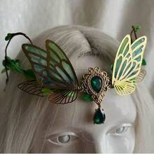 1件波西米亚蝴蝶流苏头饰，优雅额饰，神秘水滴发饰，异域风情花朵发箍，闪亮波西米亚风情人节配饰，婚礼发饰 - 彩色 - 查看 1