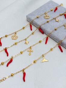 1pc Stainless Steel Star, Heart, Butterfly, Chili Charm Bracelet, Suitable For Women - Chili Bracelet - View 3