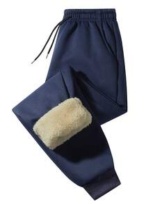 3pcs Men's Autumn/Winter Thermal Lined Sweatpants, Solid Color Casual Thick Pants, Suitable For Daily Wear, Outdoor Hiking, Running, Fitness, Trekking, Jogger Pants