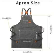 Heavy Duty Chef Apron For Men & Women - Cotton Canvas Crossback Design With Large Pockets - Adjustable Neck & Waist - Xám - Xem 5