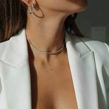 Women Full Diamond Tennis Necklace Light Luxury Paved Diamonds Chain High End Silver Jewelry Iced Sugar Collarbone Unisex Cuban Hip Hop Style - Bạc - Xem 5