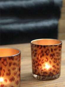 1pc Leopard Print Cup-Shaped Glass Candle Holder, Golden Owl Black Glass Candle Holder, Romantic Bar Decoration And DIY Aromatherapy Empty Cup, Suitable For Bathroom And Bedroom Decoration, Gifts, Suitable For All Romantic Atmosphere Places, Halloween, Christmas, Thanksgiving, Horror, Autumn, Holidays, Winter, Festivals, Gifts, Birthdays, Graduation, Home Decoration, Table Decoration, Birthday Gifts, Party Props - Multicolor - View 8