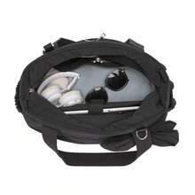 Fashionable Bow Decoration Large Capacity Tote Bag, Available In Multiple Colors, Lightweight Waterproof Fabric+Durable Handle, Multi-Layer Partition Storage (Suitable For Yoga Mats/Laptops/Daily Small Items), Shoulder And Back Carrying Dual-Use, Suitable For Commuting/Outdoor Fitness/Street Fashion/Travel And Other Scenarios, Practical Aesthetic Bag - 黑色 - 查看 2