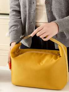 1 pieza Bolsa de almuerzo aislada y plegable, bolso de mano, gran capacidad para trabajadores de oficina, estudiantes, bolsa térmica para bento, resistente al agua, mantiene la comida caliente/fría, suficiente para una comida completa, alta calidad, adecuada para el hogar, la mañana, salidas, viajes, picnics