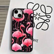 Estuches y cubiertas protectoras de imitación para teléfono con orificios grandes y un patrón de flamenco lavado con tinta, compatibles con las series 16 Pro, 16, 15 Pro, 14, 14 Plus, 14 Pro, 13, 13 Pro, 12 Pro y 11/11 Pro. Regalos Cumpleaños Y Celebraciones. - Blanco - Ver 8