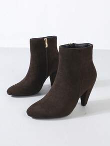 Timesize 踝靴、时尚踝靴、粗跟靴、超高跟靴、冬靴 - 咖啡棕 - 查看 6