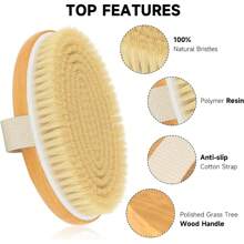 Dry Brushing Body Brush For Lymphatic Drainage Cellulite, Bath Body Wash Brush For Cleansing And Exfoliating Showering Natural Wood, Size 10.5x10.5(CM) Round