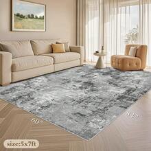 Washable Rug, Foldable Non-Slip Vintage Abstract Rug, Super Soft Area Rug, Living Room And Bedroom Stain Resistant Rug - Modern Abstract Neutral Large Soft Thin Rug - Bedroom, Dining Room, Office, Home Floor Decor, Non-Slip Indoor Carpet - Gray