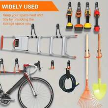 Heavy-Duty Metal Wall-Mounted Ladder Storage Hooks, Unique Wave-Shaped Design, Easy Install Garage Storage Racks, Bicycle Weight Hooks, Multi-Layer Structure, Secure Grooves For Tool Boxes, Ladders, Large Gardening Tools, Space-Saving, Durable, Ideal For Garage, Workshop, Home Organization, Holiday Season, Christmas, Autumn Home Refresh, Enhances Storage Efficiency, Perfect For DIY Projects, Gift Idea For Homeowners, Reliable, Versatile, Keeps Heavy Items Safely Stored.