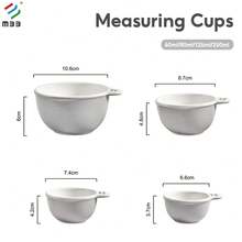 1 套创意小碗形陶瓷量杯新骨瓷釉面大理石量杯可爱小碗 4 件套，陶瓷牛奶量杯鸡蛋量碗烘焙碗，量杯，陶瓷，标准测量，4 件套碗带手柄，包括 1 杯、1/2 杯、1/3 杯和 1/4 杯，可用洗碗机清洗 - 彩色 - 查看 2