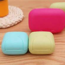 1pc Square Tampon Holder Box With Lock And Flip Cover, Waterproof Plastic Mini Travel Convenient Storage Case For Women, Holds 6 Slim Tampons Only - Multicolor - View 6