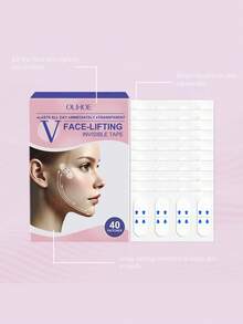 OUHOE 40pcs Face Lifting Tape, Invisible Face Lifting Tape, Moisturizing, Revitalizing, Firming, Breathable, Invisible V-Line Chin Lifting And Beautifying Tape, Suitable For Daily Care, Makes Skin Firmer, Improves Sagging, And Enhances Facial Contours. - Baby Pink - View 7