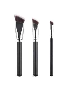 RANCAI 3支/套高密度合成斜角歌舞伎化妆刷，适用于液体、膏状和粉状化妆品，包含遮瑕刷和粉底刷。 - 彩色 - 查看 6