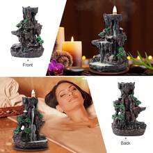 Incense Burner, Backflow Incense Holder 2 Sides Waterfall Incense Burnier With 120 Backflow Incense Cones, 30 Incense Sticks, Aromatcherapy Ornamen For Home - 咖啡棕色-2 sides - 查看 4