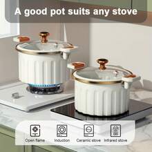 Enamel Stew Pot, Large Capacity Double-Handled Stew Pot, Non-Stick Multifunctional Household Pot, Suitable For Large Gatherings Such As Labor Day And Christmas - màu xanh da trời - Xem 2