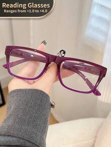 LiMiaoMiao 1 pieza Gafas de lectura rectangulares vintage con bisagra de resorte, lentes transparentes, gafas de computadora/lectura, aumento de +1.0 a +4.0, unisex - transparente - Ver 22
