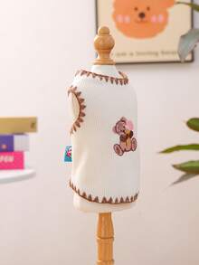 1 pieza Ropa para mascotas, Ropa para perros/gatos para Poodle, Teddy, perros y gatos pequeños, casual y de moda, lindo y cómodo, nuevo chaleco con diseño de oso de helado