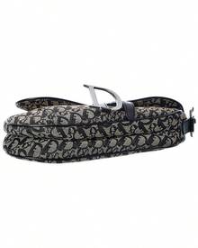 Dior Black Canvas Oblique Saddle Bag (Authentic Pre-Loved) - 黑色 - 查看 4