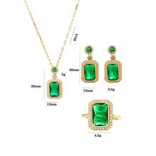 European American Style Jewelry Set Diamond Earring With Niche Design Ring Necklace Matching Jewelry Chain - Verde - Ver 8