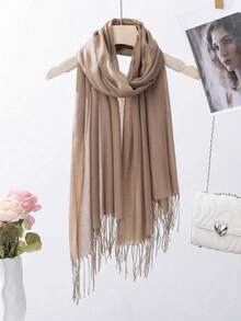 1 xale clássico à prova de vento de cor sólida, 180 x 70 cm, cachecol fino unissex moderno, adequado para ambientes com ar-condicionado, cachecol extra grande para manter aquecido