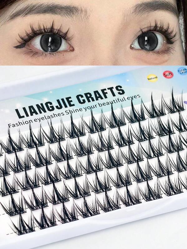 50 قطعة من رموش صناعية ذات طراز كلب ذاتية اللصق، رموش مزيفة مقسمة إلى 5 صفوف لتطويل الرموش، ذات مظهر طبيعي وناعم، بساق أسود رفيع للاستخدام اليومي، محمولة وراحة الارتداء دون تهيج