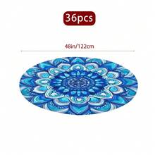 1/36 piezas Mantel redondo de 48 in/54 in con estampado digital de patrón retro y contraste bohemio, mantel elástico para protección, resistente a arañazos, adecuado para uso diario, interior/exterior, decoración del hogar, idea de regalo, camping, viaje