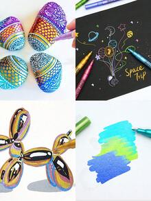 1pc Metallic Acrylic Marker Pen, Super Gold Model Coloring Brush, Watercolor Graffiti Pen, Fine Tip Paint Marker, DIY Touch Up Paint Pen, Waterproof & Smudge-Proof, Highlighter Signature Pen