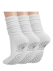 Calcetines de agarre para Pilates para mujeres, calcetines holgados de yoga con agarre para entrenamiento de barra, calcetines largos de hospital con arruga y agarre