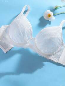 2 件黑白蕾丝文胸，超薄无钢圈软杯性感透气内衣 - 彩色 - 查看 9